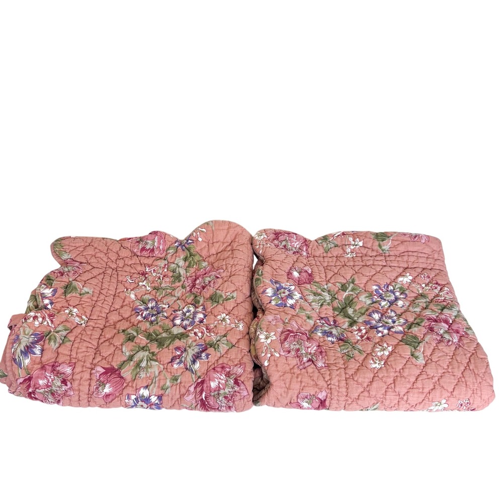 Amity Home Floral Cottage Country Garden Quilted Pillow Shams Reversible 26X27